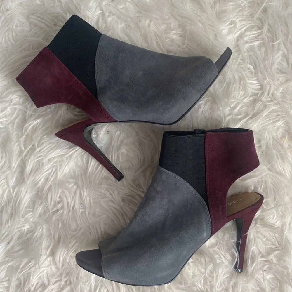 NINE WEST GONE GIRL SUEDE OPEN TOE HEELS